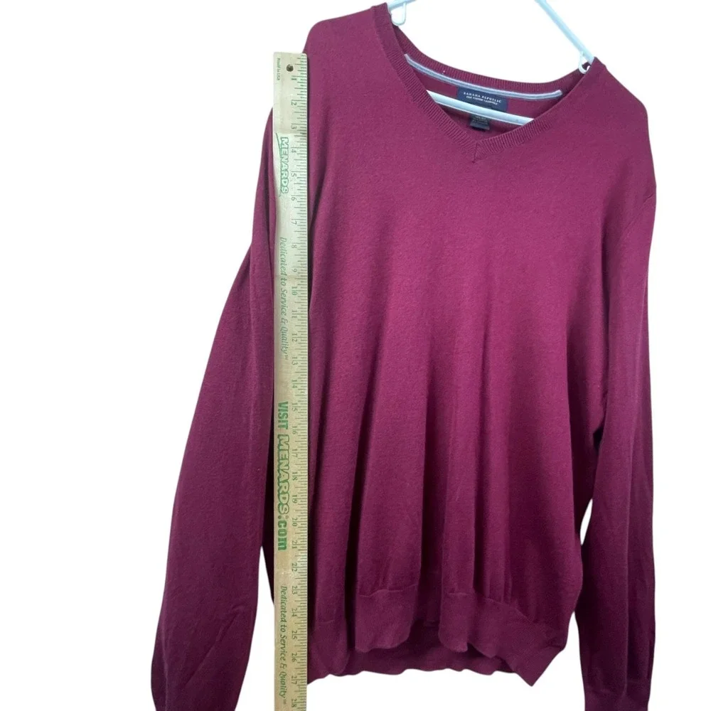 Banana Republic Cotton Silk Cashmere V Neck Sweater Mens Large Maroon